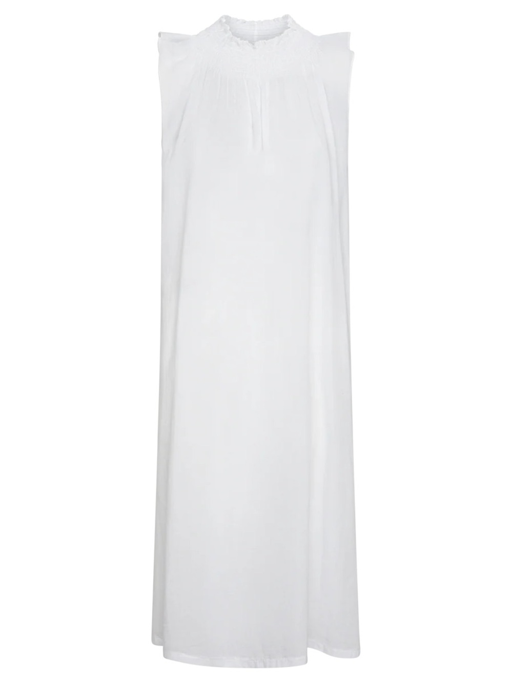 Classic White Sleeveless Nightgown with Lace Neckline